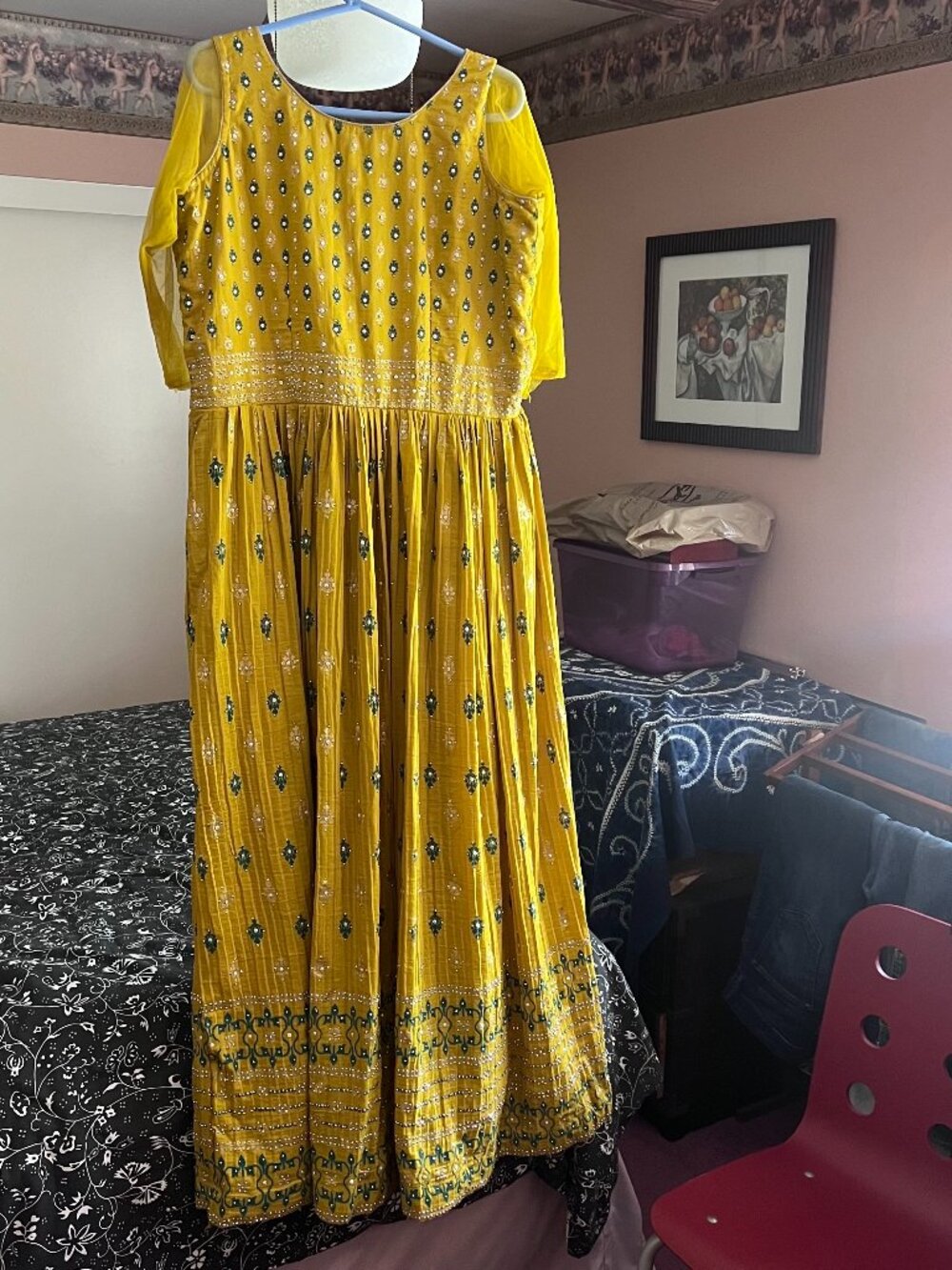 Yellow Anarkali and Dupatta for Haldi